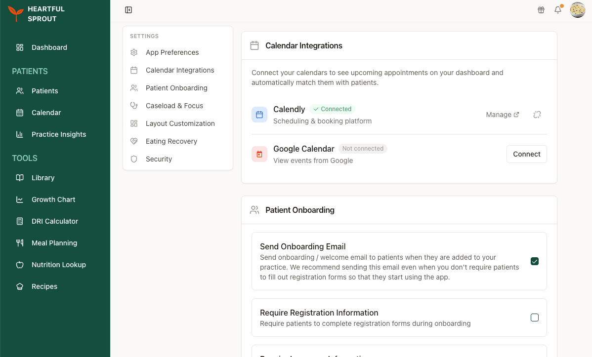Calendar Integrations — Calendly connected, Google Calendar not yet connected