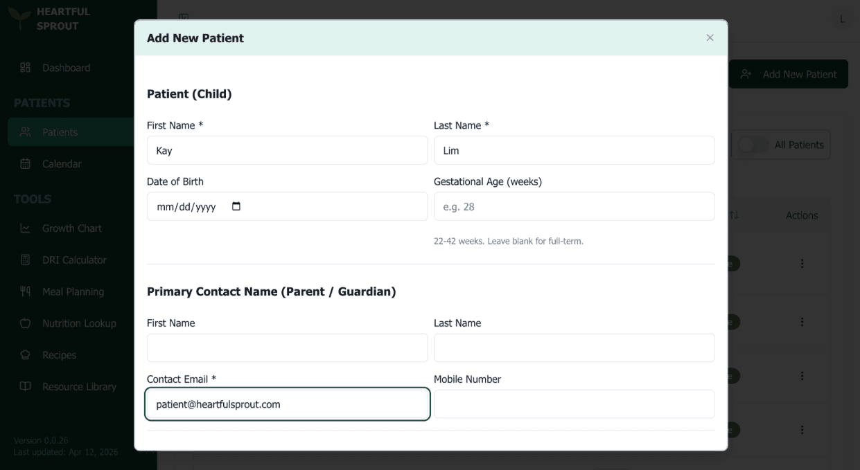 Fill out patient info form